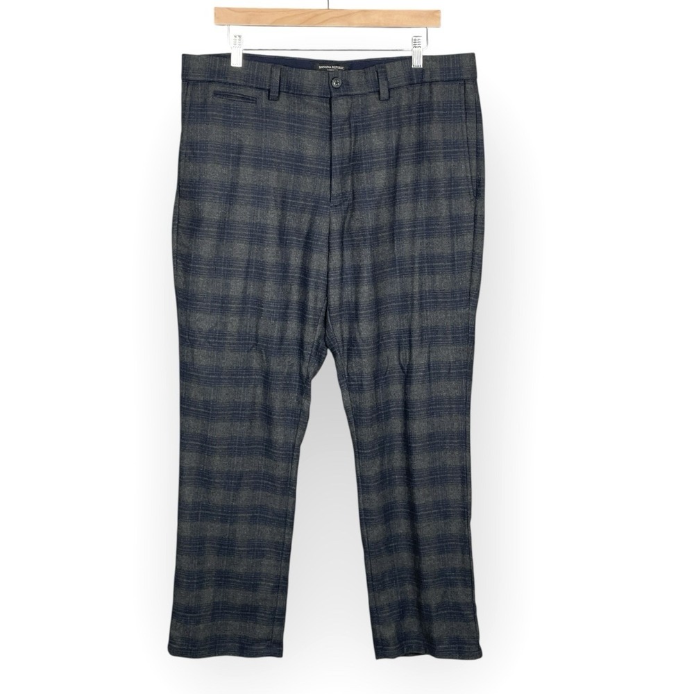 Banana Republic Glen Plaid Italian Wool Pants Trousers Men 36x30 Office Academia